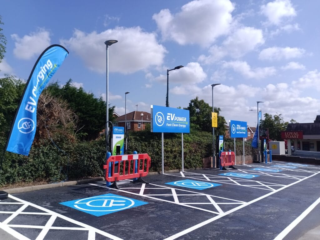 Completed EV charging project at Morrisons Southend-on-Sea – installed by Countrywide Construction Management (CCM Ltd)