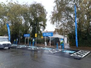 Completed EV charging project at Morrisons Bideford – installed by Countrywide Construction Management (CCM Ltd)