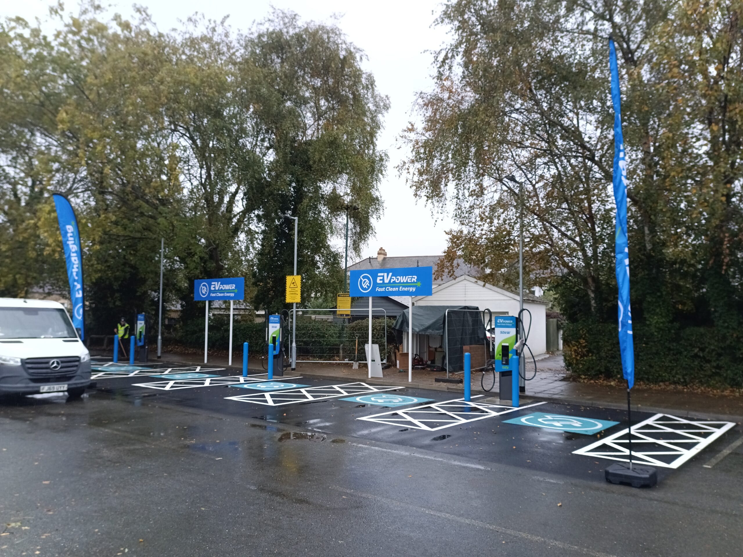 Completed EV charging project at Morrisons Bideford – installed by Countrywide Construction Management (CCM Ltd)