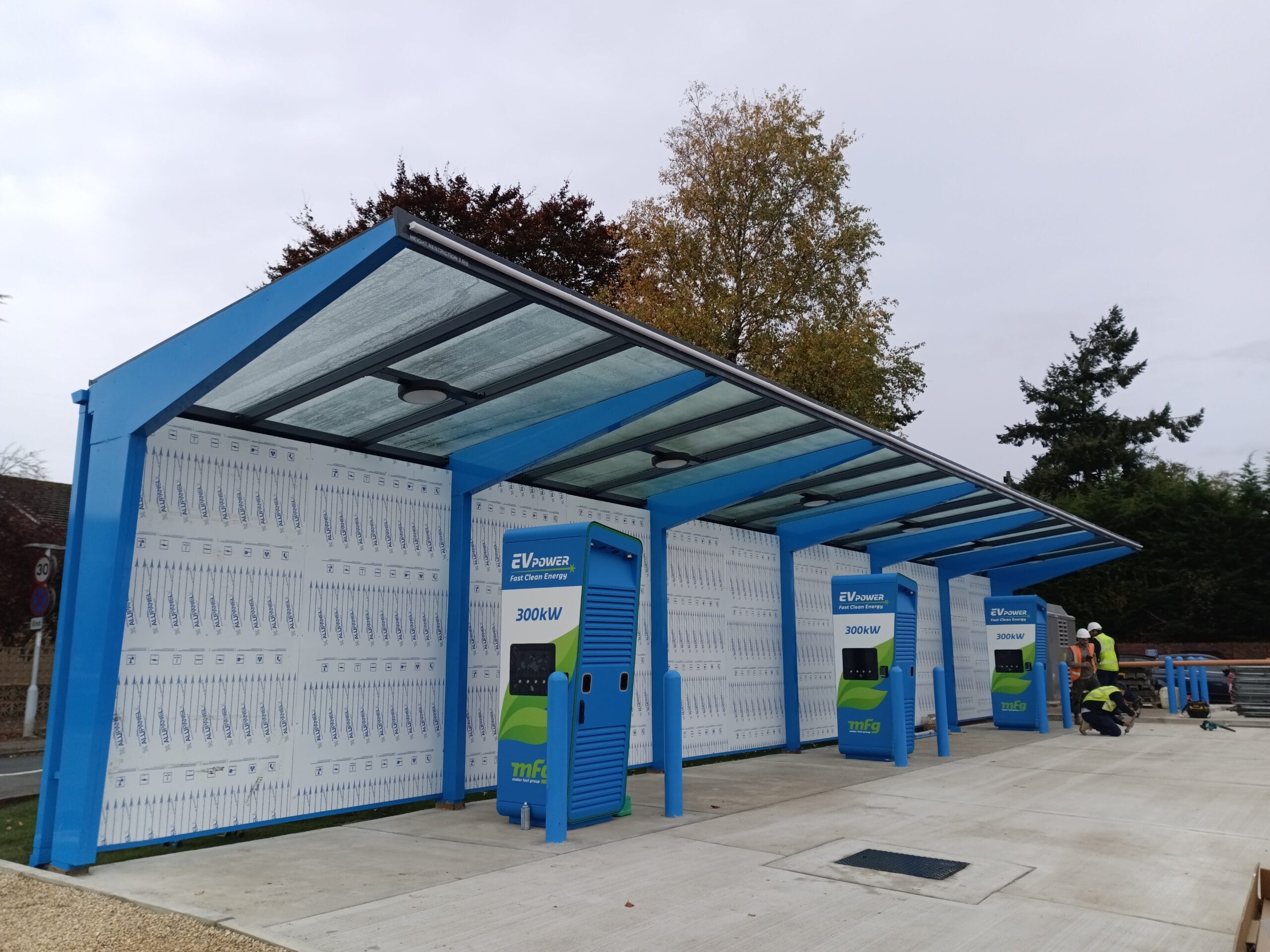 Completed EV charging installation at MFG West Moors by Countrywide Construction Management – Cheltenham